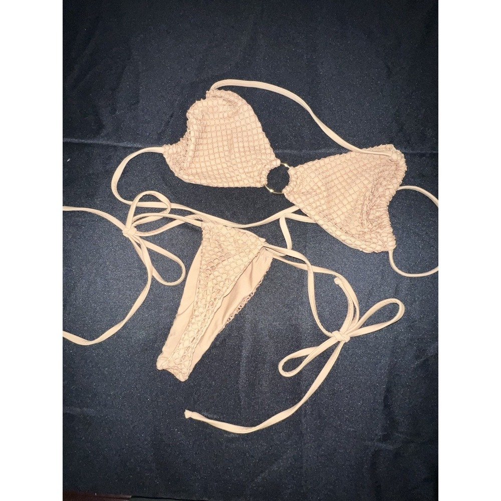 Berry Beachy Women's 2 Piece Swim Suit M & L Bikini Peach Taupe Bikini Bathing